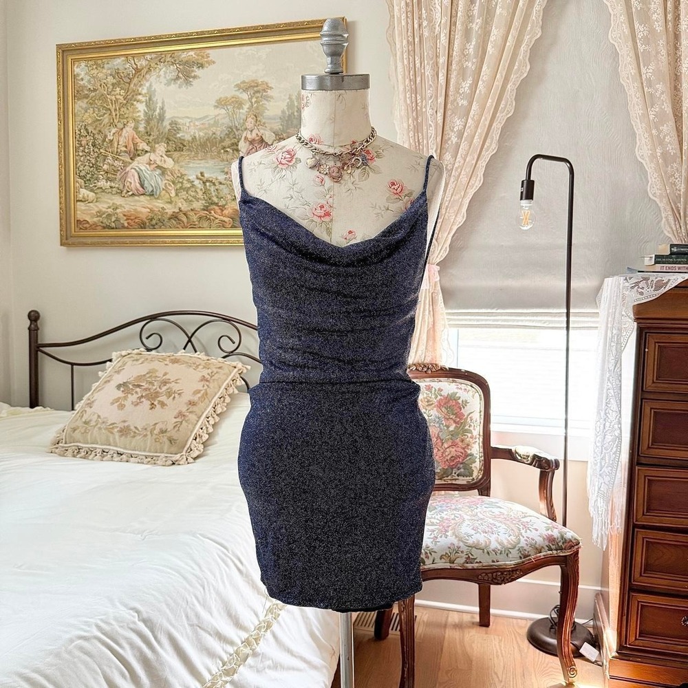 Sparkly navy mini dress‎